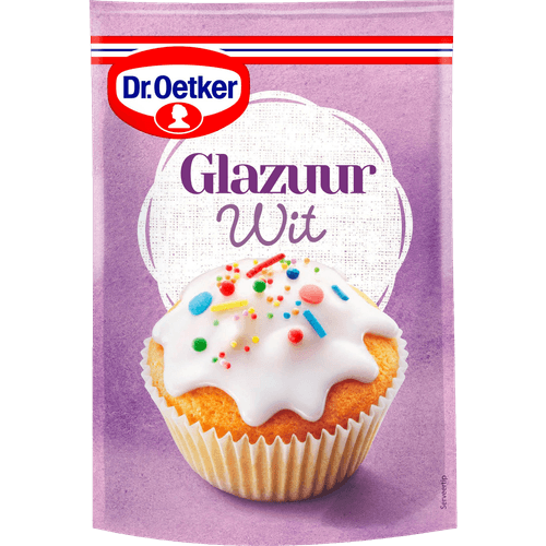 Foto van Dr. Oetker Witte glazuur bakdecoratie op witte achtergrond