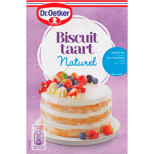 Foto van Dr. Oetker Basismix biscuittaart op witte achtergrond