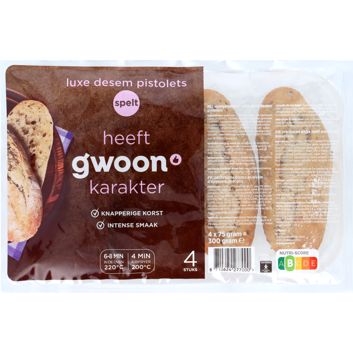 G'woon Pistolet spelt 4 stuks