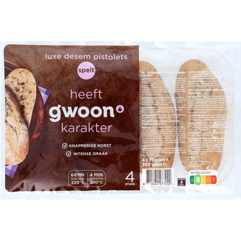 G'woon Pistolet spelt 4 stuks