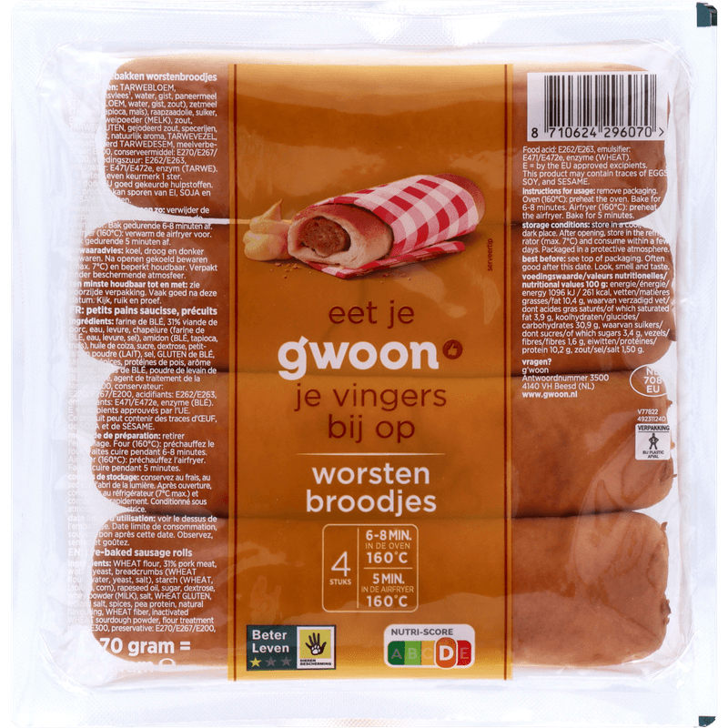 G'woon Worstenbroodjes 4 st.