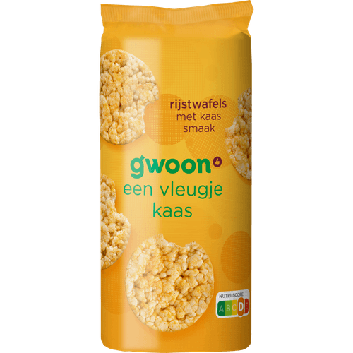 Foto van G'woon Rijstwafels kaas op witte achtergrond