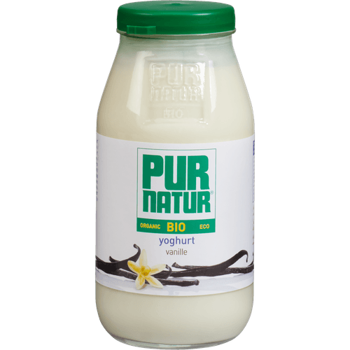 Foto van Pur Natur Biologische volle roeryoghurt vanille op witte achtergrond