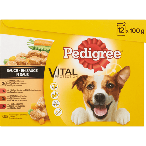 Foto van Pedigree Hondenvoer selection saus adult op witte achtergrond