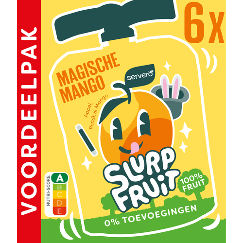 Foto van Servero Slurpfruit magische mango op witte achtergrond