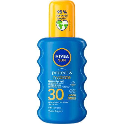 Foto van Nivea Sun spray factor 30 op witte achtergrond