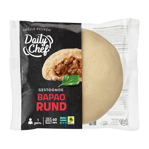 Foto van Daily Chef Bapao rundvlees op witte achtergrond