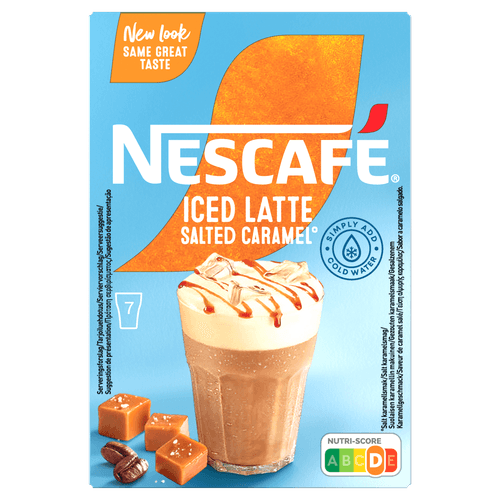 Foto van Nescafé Instant ijskoffie salted caramel latte op witte achtergrond
