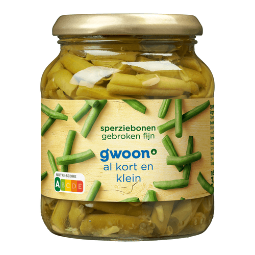 Foto van G'woon Sperziebonen fijn gebroken op witte achtergrond