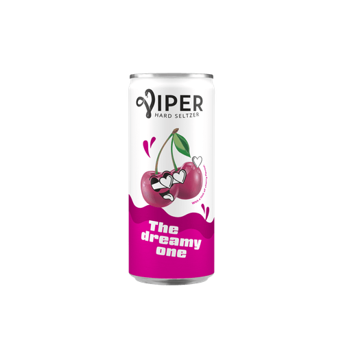 Foto van Viper Hard seltzer cherry op witte achtergrond