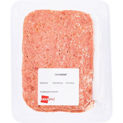 Foto van DekaVers Cornedbeef op witte achtergrond