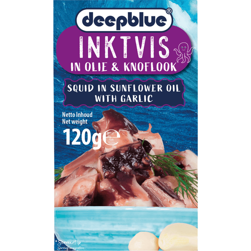 Deepblue Inktvis stukken in olie met knoflook