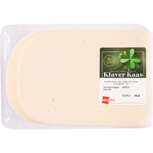 Foto van DekaVers Klaver dartelaar jong belegen plak op witte achtergrond