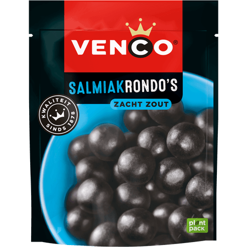 Foto van Venco Salmiak rondos zacht zout op witte achtergrond