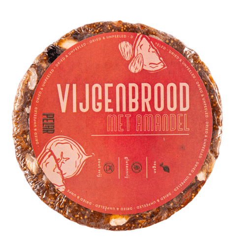 Foto van Pelar Vijgenbrood amandel op witte achtergrond