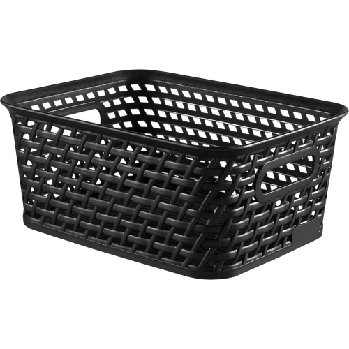 Foto van Rattan mand S 25x20x10cm zwart op witte achtergrond