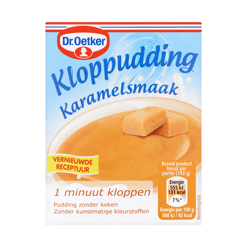 Foto van Dr. Oetker Kloppudding karamel op witte achtergrond