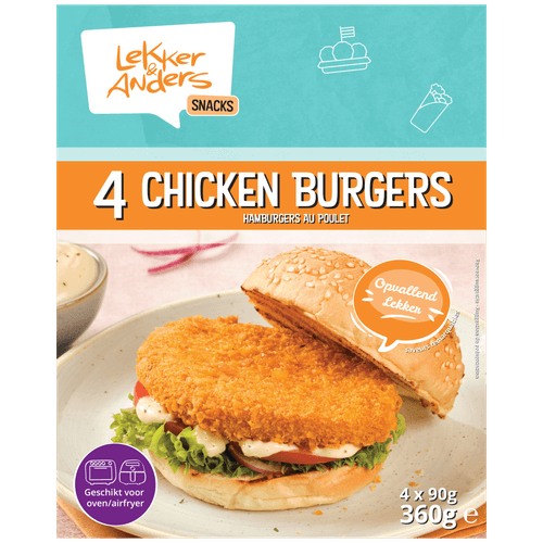 Foto van Lekker & Anders Crispy burger 4 st. op witte achtergrond