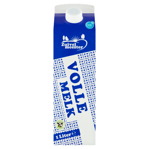 Foto van Zuivelmeester Volle melk op witte achtergrond