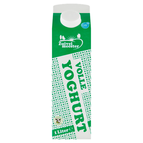 Foto van Zuivelmeester Volle yoghurt op witte achtergrond