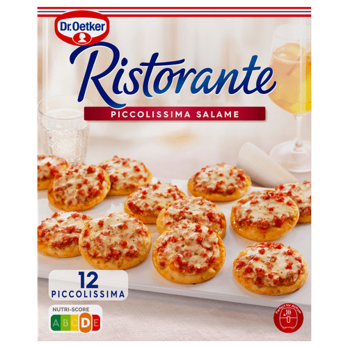 Foto van Dr. Oetker Pizza piccolissima salame op witte achtergrond