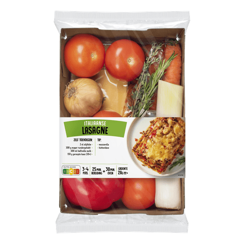 Foto van Verspakket Lasagne op witte achtergrond