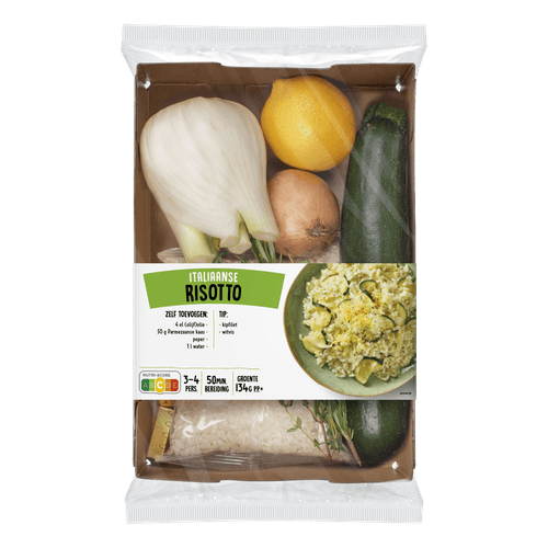 Foto van Verspakket risotto op witte achtergrond