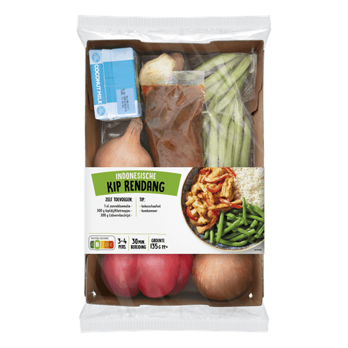 Foto van Verspakket kip rendang op witte achtergrond