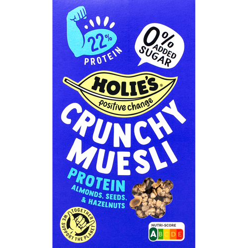 Foto van Holie's Crunchy muesli protein op witte achtergrond