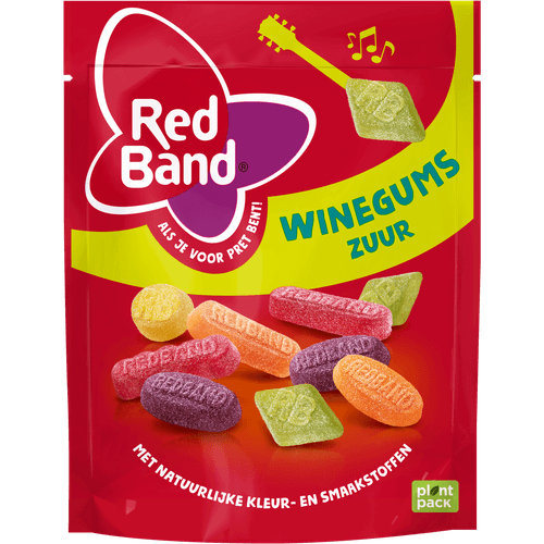 Foto van Red Band Winegum zuur op witte achtergrond