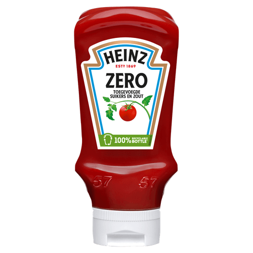 Foto van Heinz Tomatenketchup zero op witte achtergrond