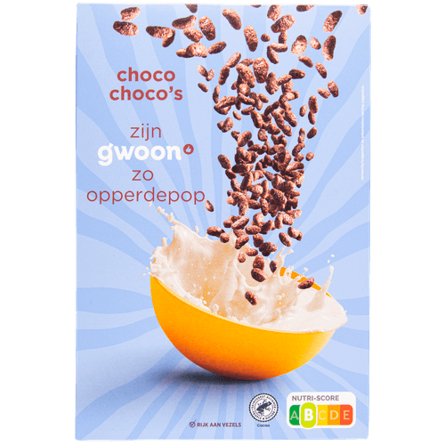 Foto van G'woon Choco chocos op witte achtergrond