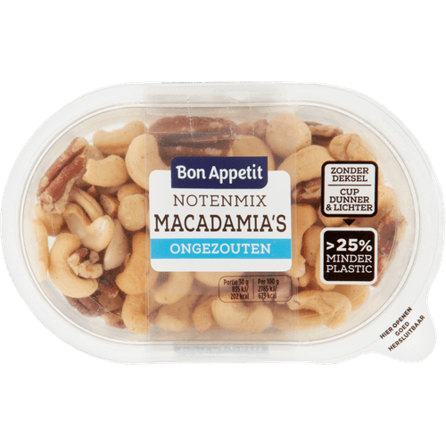 Foto van Bon Appetit Notenmix macadamia ongezouten op witte achtergrond