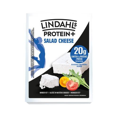Foto van Lindahls Protein+ salad cheese op witte achtergrond
