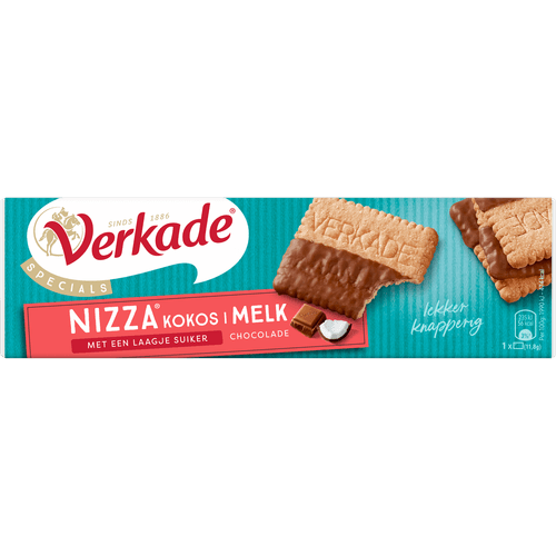 Foto van Verkade Nizza melkchocolade op witte achtergrond