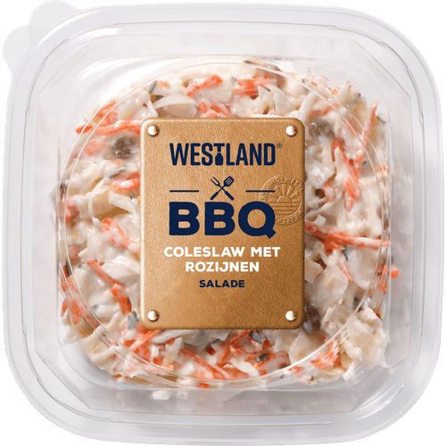 Foto van Westland Bbq coleslaw met rozijnen salade op witte achtergrond