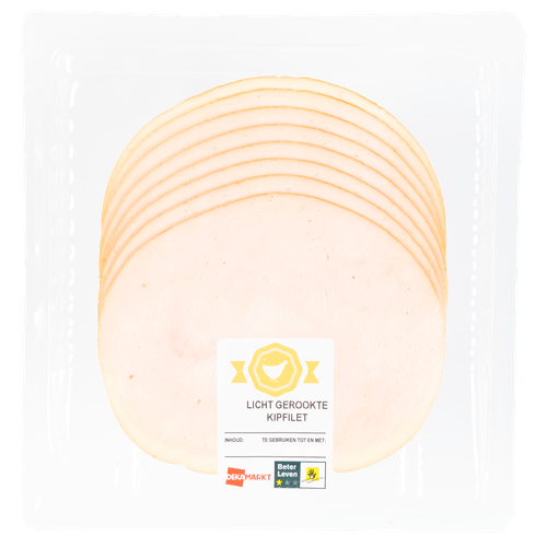 Foto van DekaVers Kipfilet licht gerookt op witte achtergrond