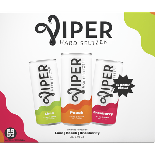 Foto van Viper Hard seltzer variety 6x250ml op witte achtergrond