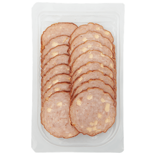 Foto van DekaVers Grillworst kaas op witte achtergrond