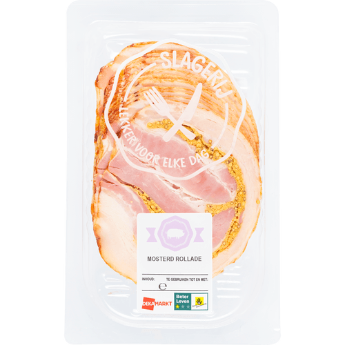 Foto van DekaVers Mosterd rollade op witte achtergrond