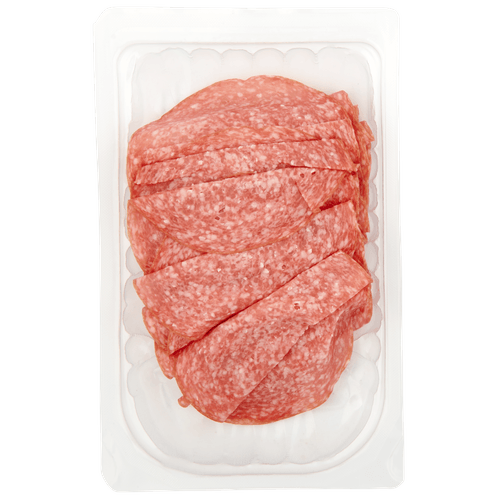 Foto van DekaVers Salami flinterdun op witte achtergrond