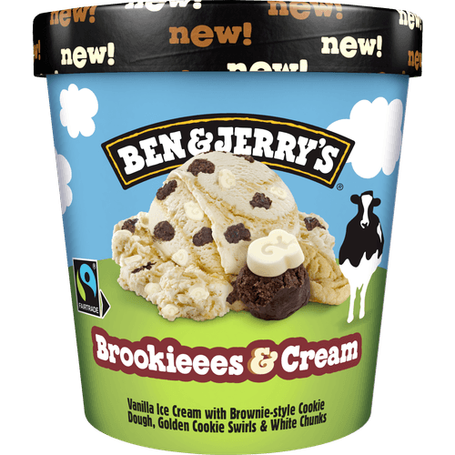 Foto van Ben & Jerry's Brookies & cream op witte achtergrond