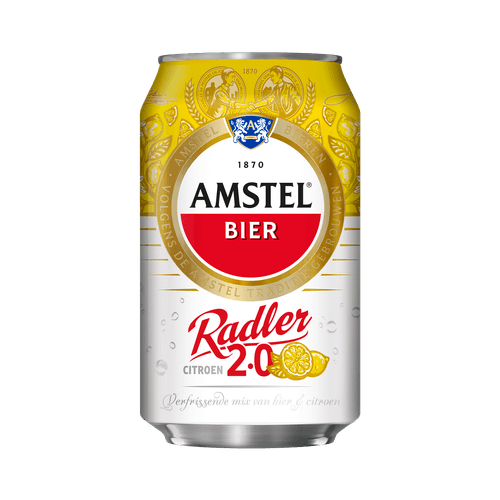 Foto van Amstel Radler citroen op witte achtergrond