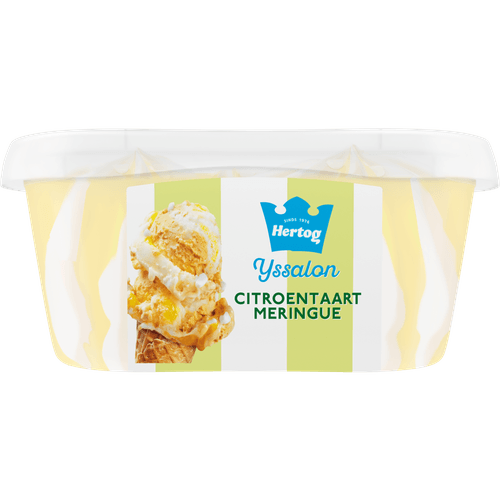 Foto van Hertog Citroentaart merengue op witte achtergrond