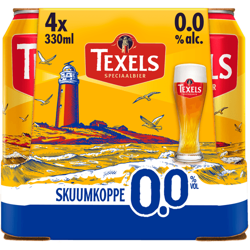 Foto van Texels Skuumkoppe 0.0% 4 x 330ml op witte achtergrond