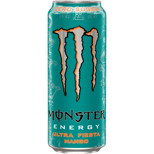 Foto van Monster Energydrink ultra fiesta mango op witte achtergrond