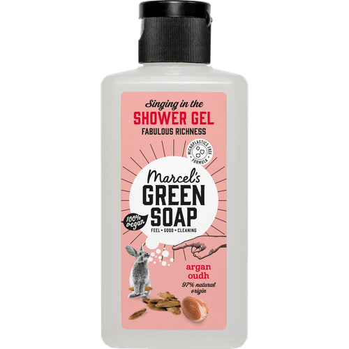 Foto van Green Soap Showergel argan & oudh mini op witte achtergrond