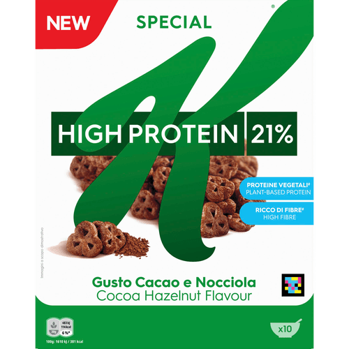 Foto van Kelloggs Special K protein cacao hazelnoot op witte achtergrond