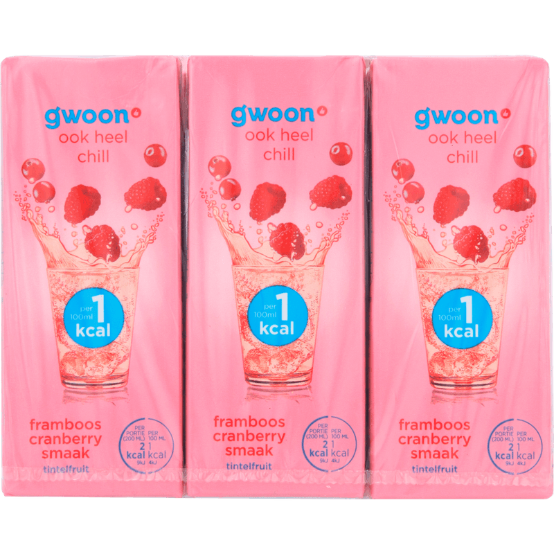 G'woon Tintelfruit framboos cranberry 1 kcal 6st.