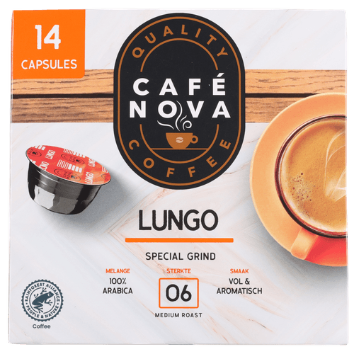 Foto van CAFE NOVA Koffiecups lungo op witte achtergrond